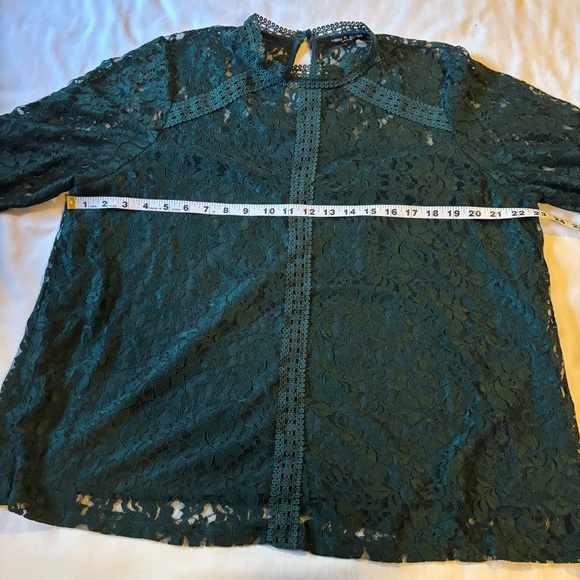 Cable & Gauge Women's Green Lace lined sheer holiday Top Blouse Size XL - Picture 5 of 8